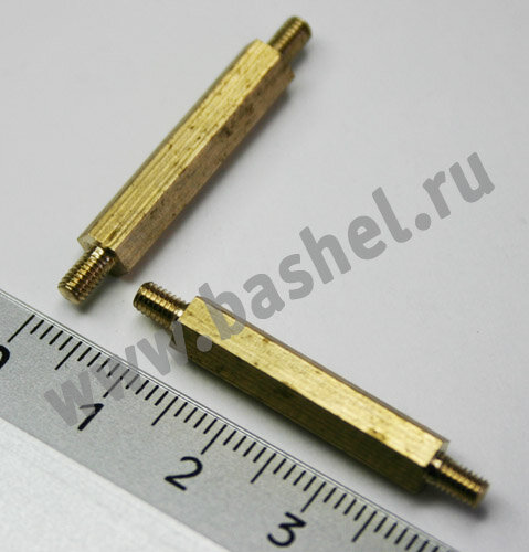 PCHNN-25, Стойка для печатных плат, шестигранная, 25 мм, М3, латунь