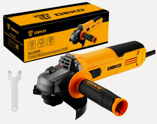 Изображение товара Углошлифовальная машина Deko 125 мм, 1250 Вт, черно-желтый, (AG1250DK)