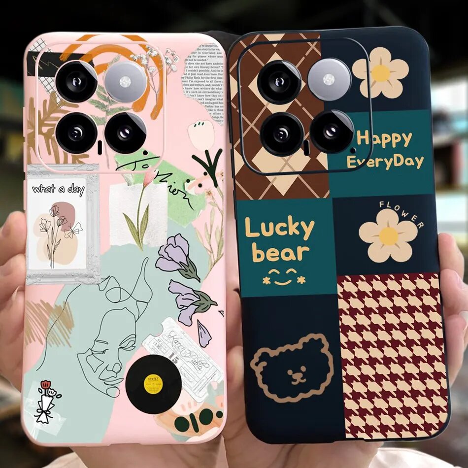 Изображение Мягкий силиконовый защитный чехол для Xiaomi 14 Case Mi 14 5G Mi14 2024, Крем, Xiaomi 14