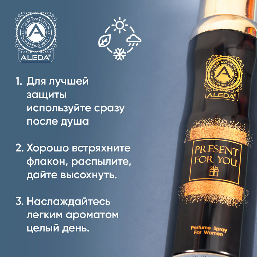 Дезодорант женский Aleda Present for You 200 мл Парфюмированный фруктово-древесный — фото 1