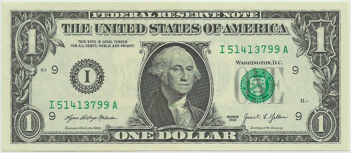 Банкнота номиналом 1 доллар США 2021 года. Состояние UNC. P-W549 (40949)