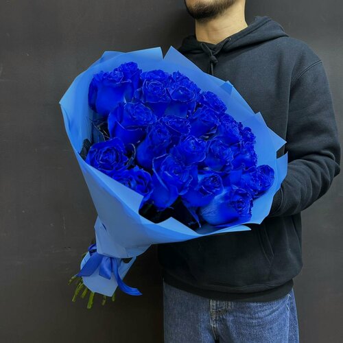 Изображение товара Синие Розы 25 шт / Натуральные синие розы / Букет Роз / Розы Москва
