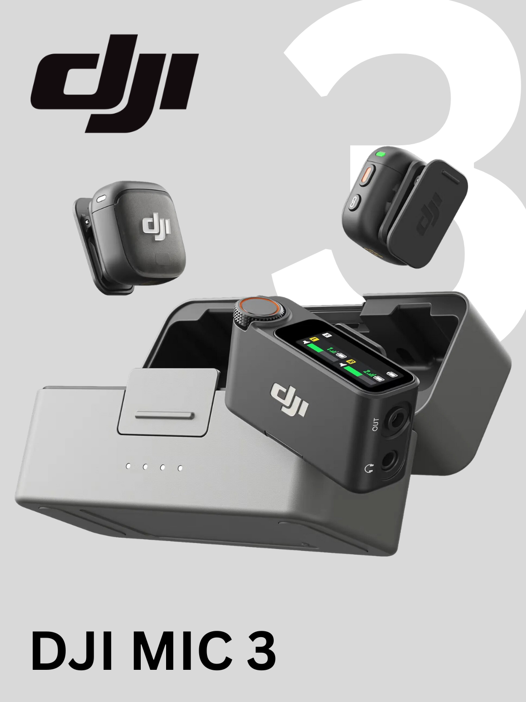 DJI Mic 3 микрофон беспроводной комплект для записи звука стримов и видеосъёмки