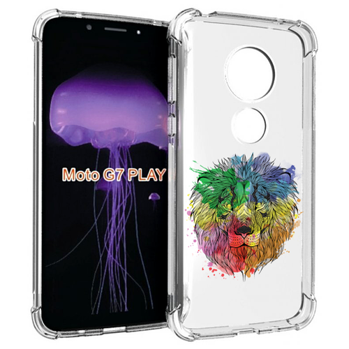Чехол MyPads разноцветный гордый лев для Motorola Moto G7 Play задняя-панель-накладка-бампер