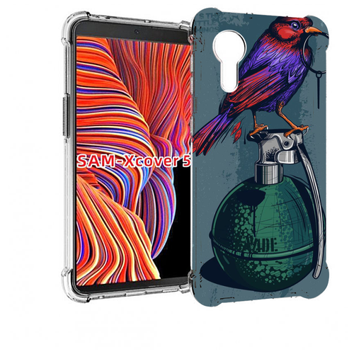 Чехол MyPads птица с гранатой для Samsung Galaxy Xcover 5 задняя-панель-накладка-бампер