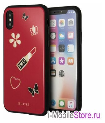 Чехол Guess Iconic Acrylic Hard для iPhone X/XS, красный