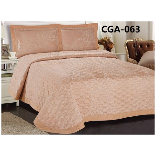 Покрывало жаккардовое с наволочками CGA-063 Retrouyt (бежевый), 240x260