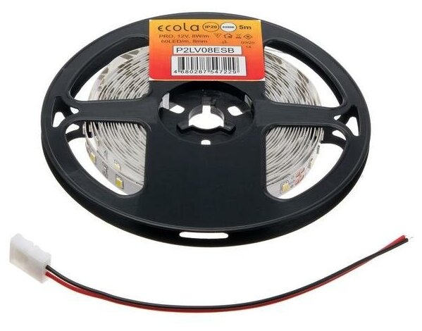 Светодиодная лента на катушке Ecola LED strip PRO 8W/m 12V IP20 8mm 60Led/m 4200K 12Lm/LED 720Lm/m 5м. P2LV08ESB