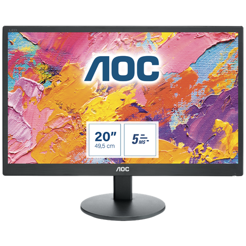 Монитор LCD 19,5'' 169 1600х900 TN, nonGLARE, 200cdm2, H90V65, 20М1, 5ms, VGA, Tilt, 3Y, Black