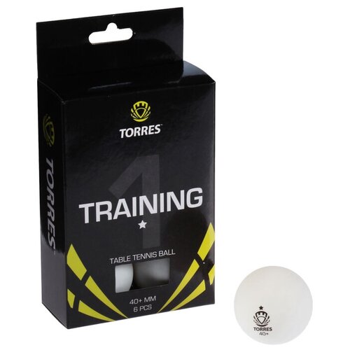 Мяч для настольного тенниса Torres Training, 1 звезда, набор 6 шт, цвет белый