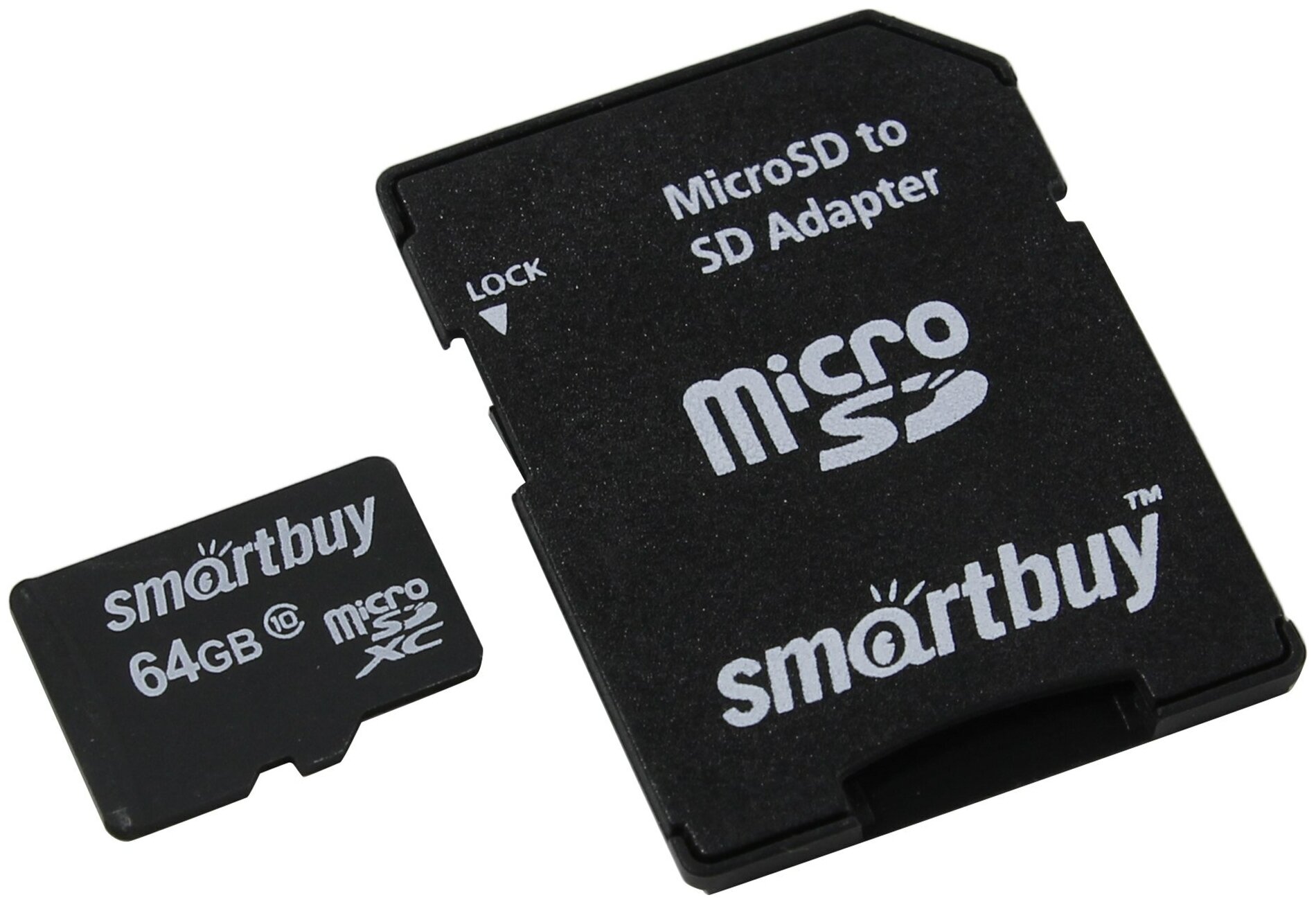 Карта памяти SmartBuy microSDXC 64 ГБ Class 10, R/W 20/17 МБ/с, адаптер на SD, 1 шт, черный