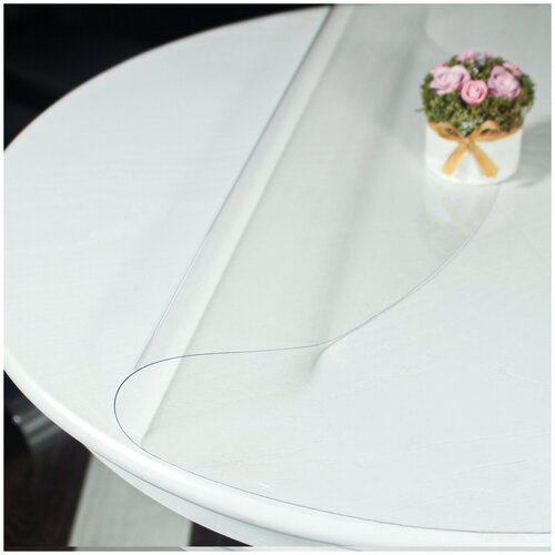 Гибкое/мягкое стекло круг Vello doro, 112x112 см, толщина 0.6 мм, скатерть ПВХ прозрачная декоративная на круглый стол