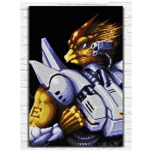 Картина по номерам на холсте игра Alien Soldier (Sega, Сега, 16 bit, 16 бит, ретро приставка) - 9920 В 60x40