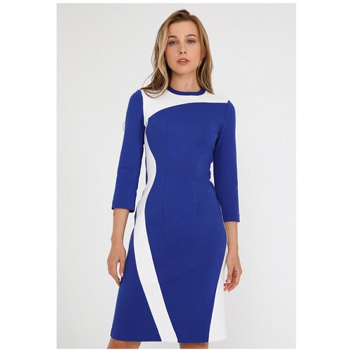 фото Платье-футляр мадам т, прилегающее, до колена, размер 50, оранжевый, бежевый