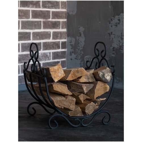Дровница - решетка металлическая кованая для камина, бани и мангала, 330х350х410 мм, Laptev, цвет черный