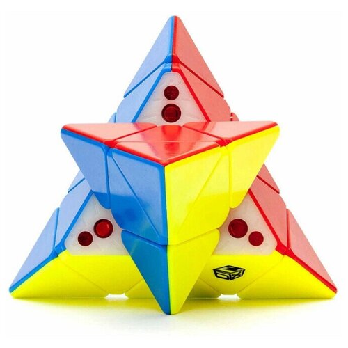Скоростная магнитная пирамидка QiYi MoFangGe X-Man Pyraminx Magnetic BELL v2 Цветной пластик