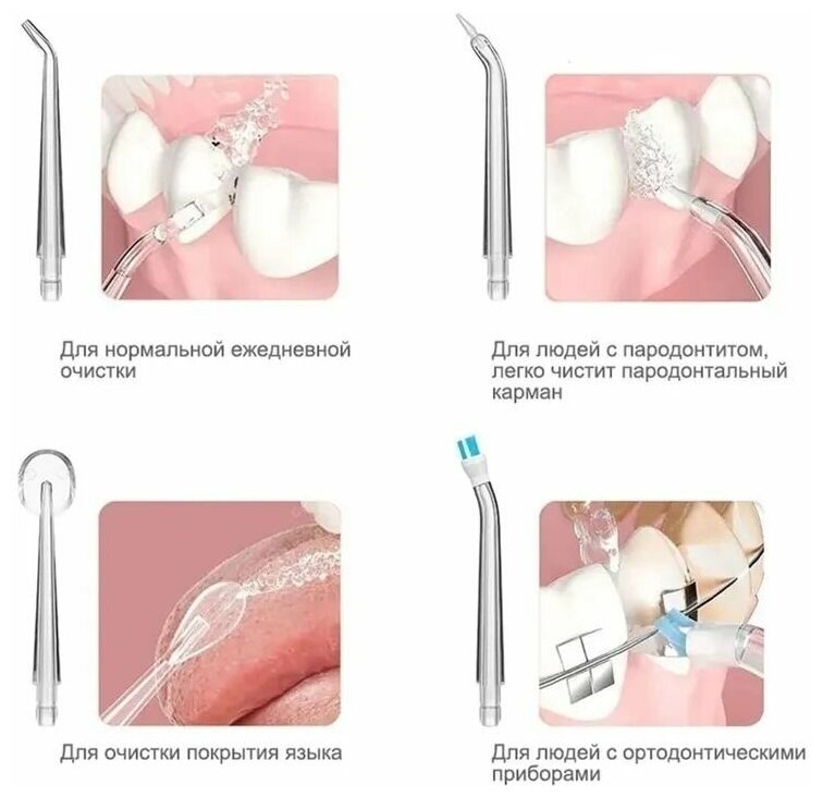 Ирригатор для полости рта портативный, для чистки зубов, розовый - фотография № 3