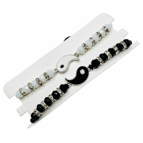 фото Браслет-нить, 2 шт., серебряный, черный нет бренда