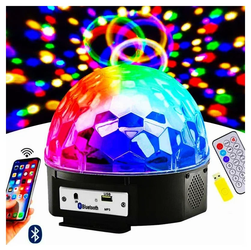 Диско шар LED magic Ball Музыкальный с пультом блютуз и флешкой / Дискошар проектор / Диско-шар лампа светомузыка / Vooberi Market - фотография № 2