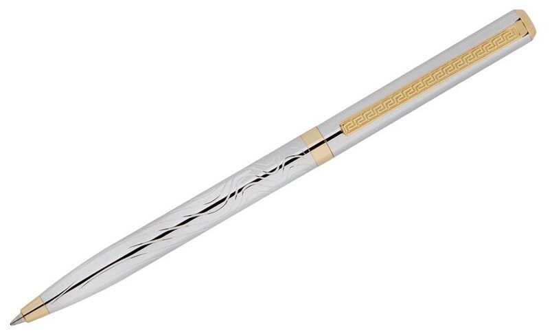 Ручка шариковая Delucci "Tempo", синяя, 1,0 мм, корпус серебро/золото (CPs_11415)