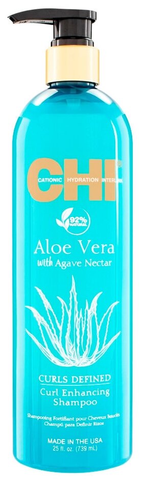 Chi Aloe Vera with Agava Nectar Curl Enhancing Shampoo - Чи Алое Вера Агава Нектар Керл Енчансинг Шампунь для вьющихся волос, 340 мл -