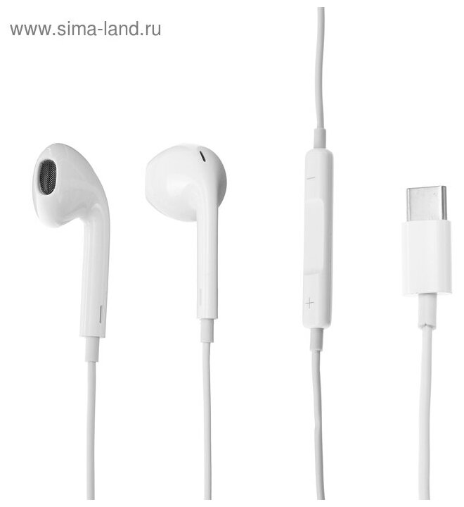Luazon Home Наушники Luazon VBT 1.13, вкладыши, микрофон, разъем Type-C, белые
