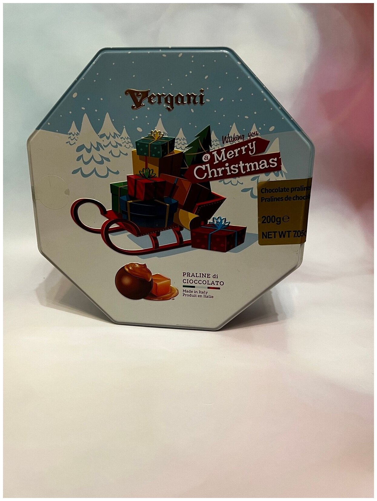 Шоколадные конфеты Vergani Merry Christmas, карамель, ж/б (Италия) 200 гр. - фотография № 2