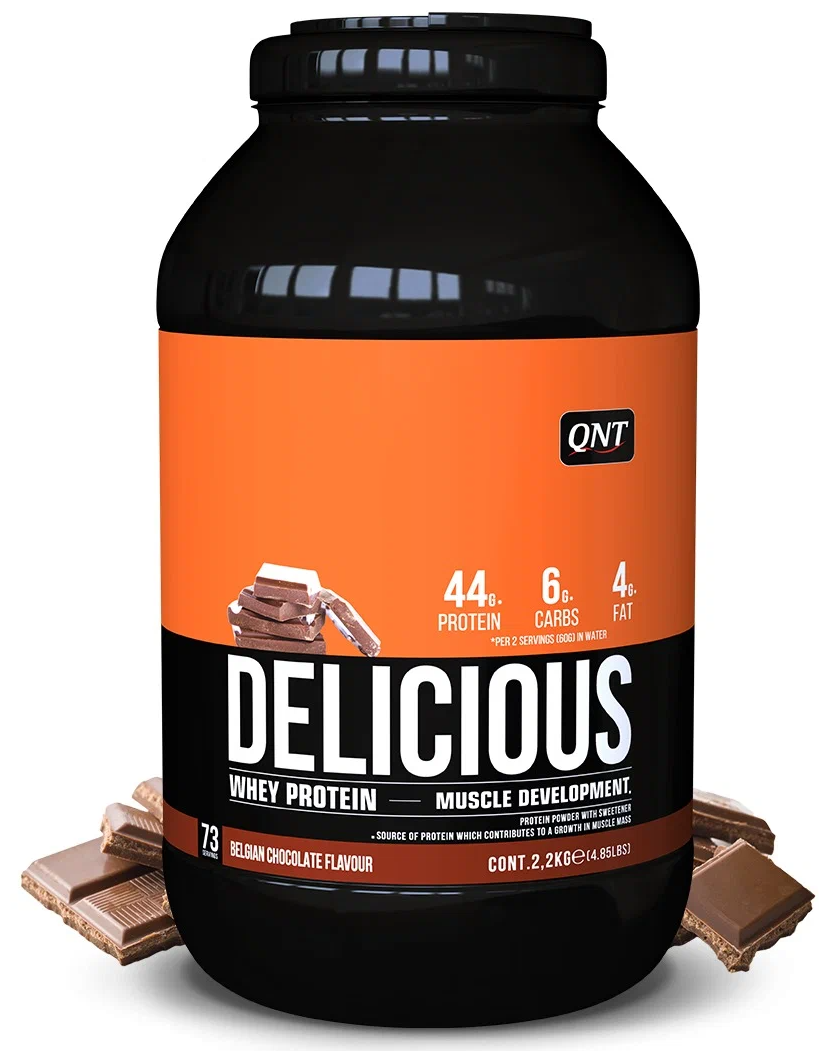 QNT Delicious Whey Protein Powder 2,2 kg Belgian Chocolate/ "Делишес Вей Протеин" 2,2кг Бельгийский шоколад