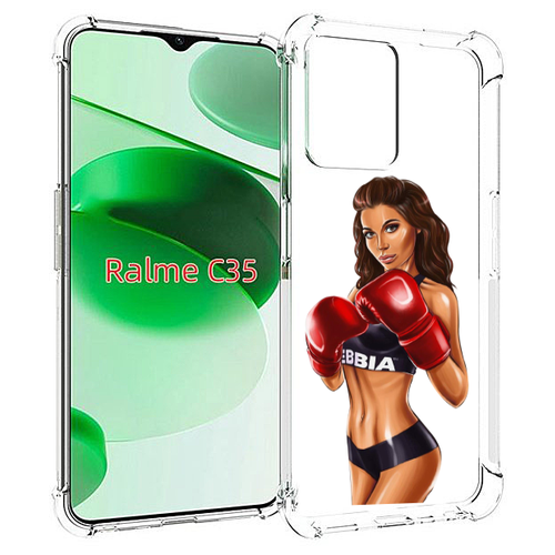 Чехол MyPads девушка-в-боксерских-перчатках женский для Realme C35 / Narzo 50A Prime задняя-панель-накладка-бампер