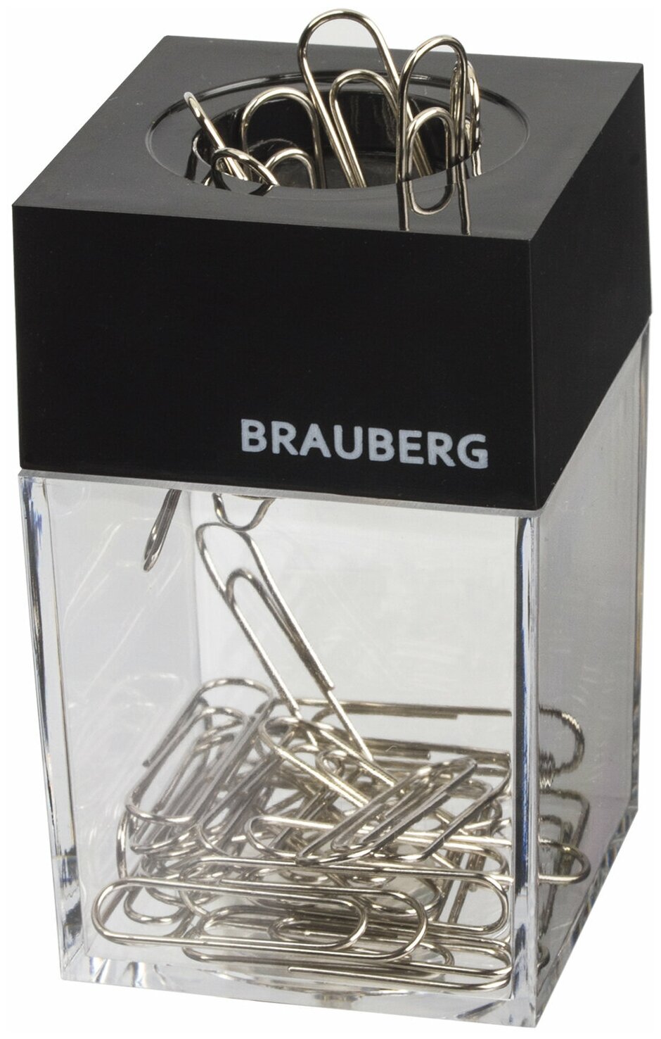 Скрепочница магнитная BRAUBERG с 30 скрепками, прозрачный корпус, 225189 В комплекте: 3шт.