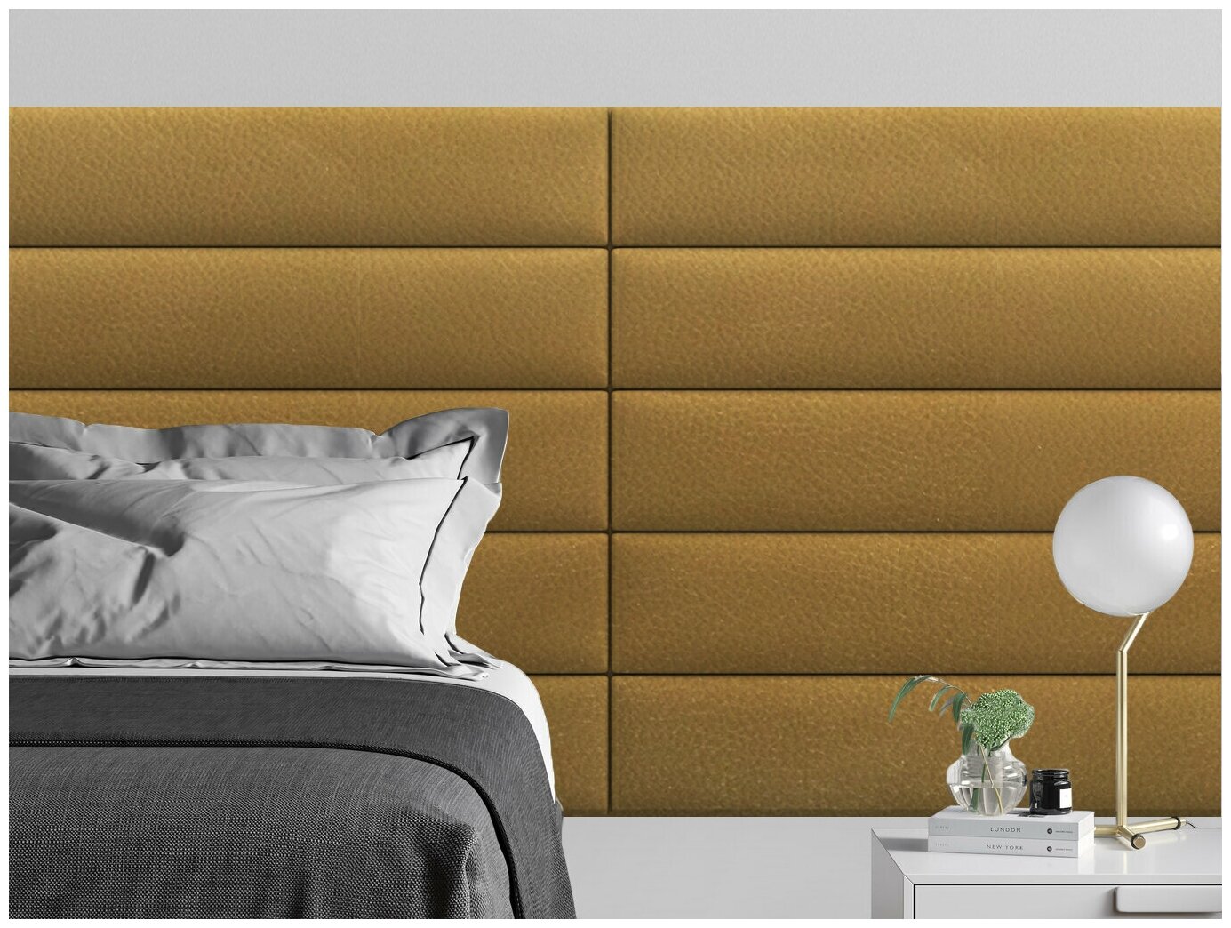 Мягкое изголовье кровати Eco Leather Gold 20х180 см 1 шт.