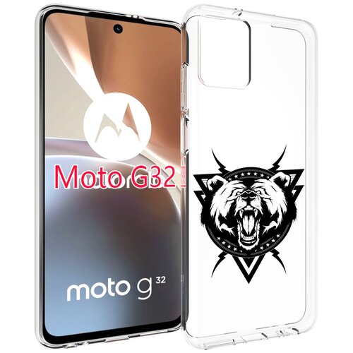 Чехол MyPads медведь в треугольнике для Motorola Moto G32 задняя-панель-накладка-бампер