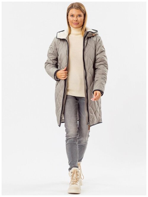 куртка  NortFolk, демисезон/зима, удлиненная, силуэт прямой, манжеты, капюшон, карманы, регулируемые манжеты, несъемный капюшон, водонепроницаемая, размер 64, серый