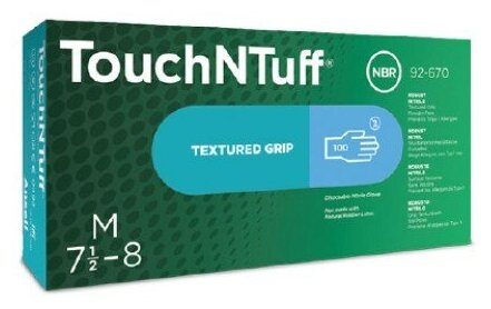 Перчатки нитриловые повышенной плотности Ansell TouchNTuff 92-670 цвет: голубой неопудренные 12 грамм нитрила - пара