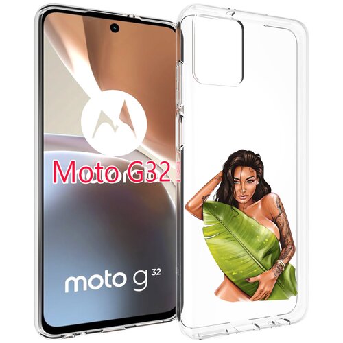 Чехол MyPads девушка-модель-с-большим-листом женский для Motorola Moto G32 задняя-панель-накладка-бампер