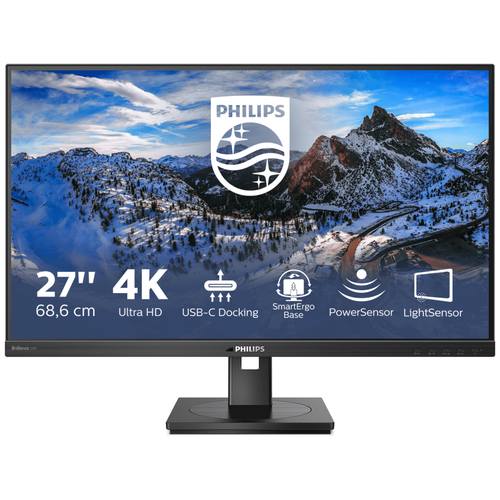 Монитор LCD 27' [16:9] 3840x2160(UHD 4K) IPS, nonGLARE, 350cd/m2, H178°/V178°, 1000:1, 50M:1, 1,07 миллиардов цветов, 4ms, VGA, 2xHDMI, DP, USB-Hub, Height adj, Tilt, Swivel, Speakers, 2Y, Black