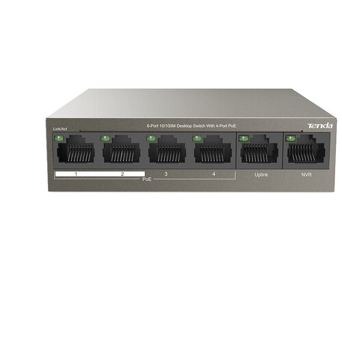 Коммутатор Tenda TEF1106P-4-63W коммутатор tenda 9port 10 100m poe