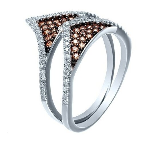 Кольцо JV, серебро, 925 проба, фианит, размер 16.5 кольца джей ви серебряное кольцо с кубическим цирконием халцедоном