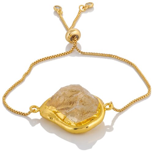 Браслет 1/33 EDITION, агат, золотистый женский дизайнерский браслет на руку из натурального цитрина