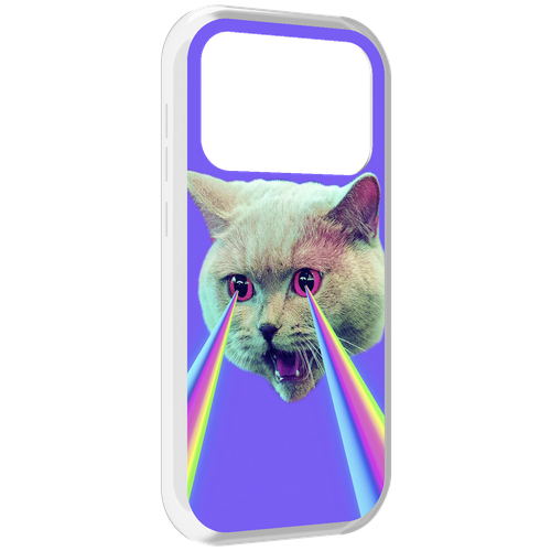 Чехол MyPads кот с радугой в глазах для Oukitel F150 Air1 Pro / F150 Air1 задняя-панель-накладка-бампер чехол mypads голубой кот в дверце для oukitel f150 r2022 задняя панель накладка бампер