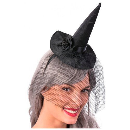 Шляпка Ведьма на ободке с вуалью (Цв: Черный )