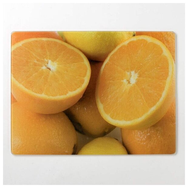Разделочная доска стеклянная Gotoff Апельсины, 30*40 см - фотография № 1