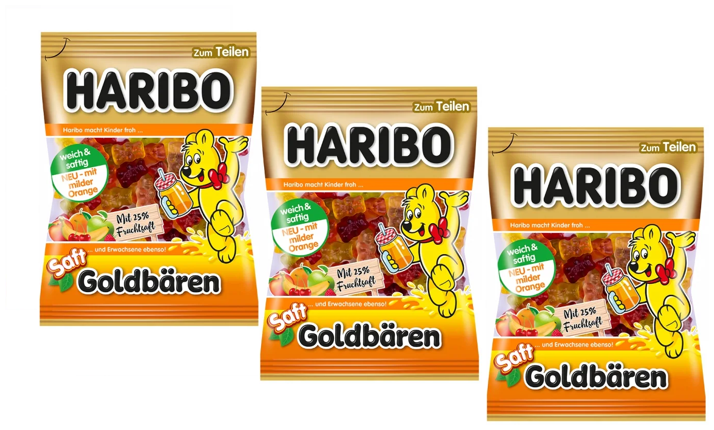 Мармелад Haribo Goldbaren с добавлением сока, (3 шт. х 175 гр.).