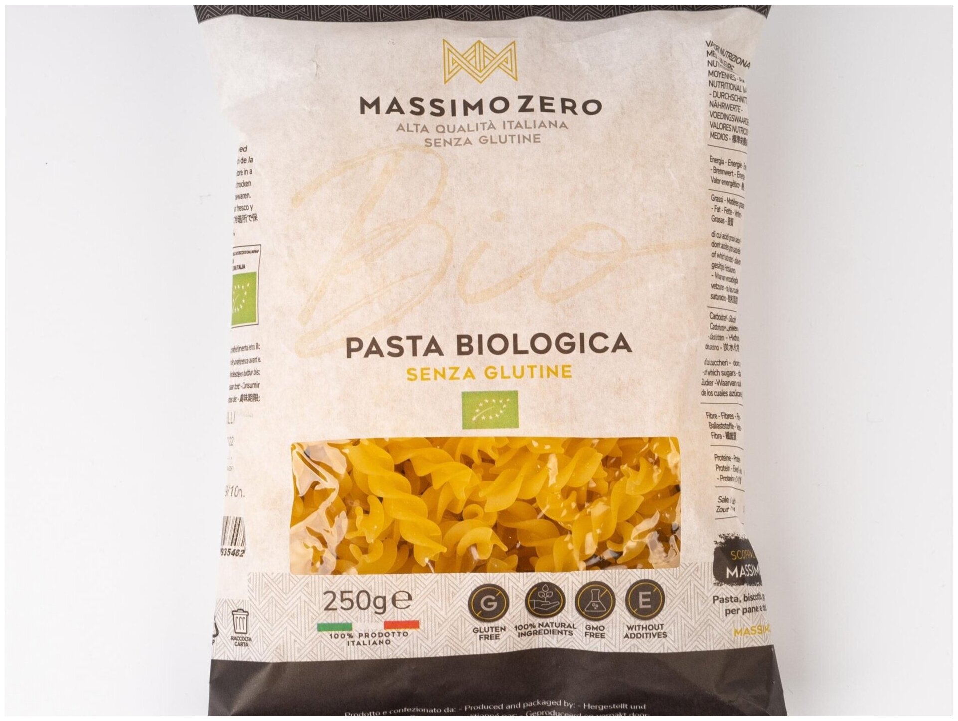 Фузилли Massimo Zero органические из кукурузы и риса, Италия, 250г (органик, без глютена) - фотография № 2
