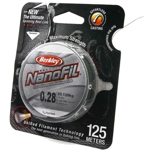 фото Плетеная леска berkley nanofil 125m темно-зеленая 0,28 lo-vis green