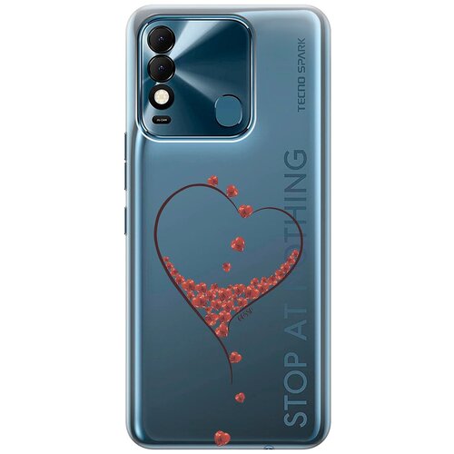 Силиконовый чехол на Tecno Spark 8 / Техно Спарк 8 с 3D принтом Little hearts прозрачный силиконовый чехол на tecno spark 8 техно спарк 8 с 3d принтом flying hearts прозрачный