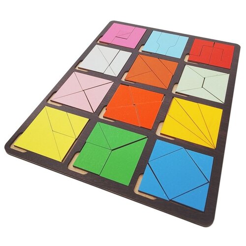 Развивающая доска «Сложи квадрат» 2 уровень сложности деревянные игрушки оксва сложи квадрат 2 категория сложности стандарт