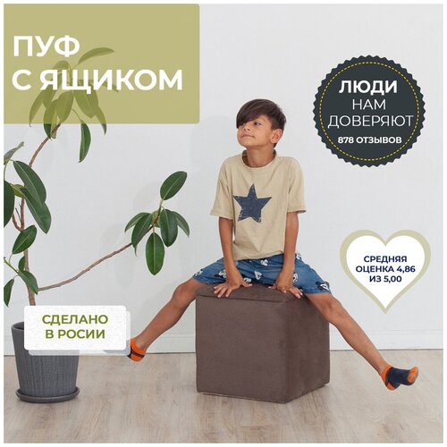 Пуф Пуфик Сидней Pro с крышкой Коричневый