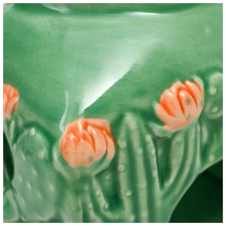 Подсвечник керамика на 1 свечу "Кактусы цветущие" 12х11,5х11,5 см 5037806 . - фотография № 7