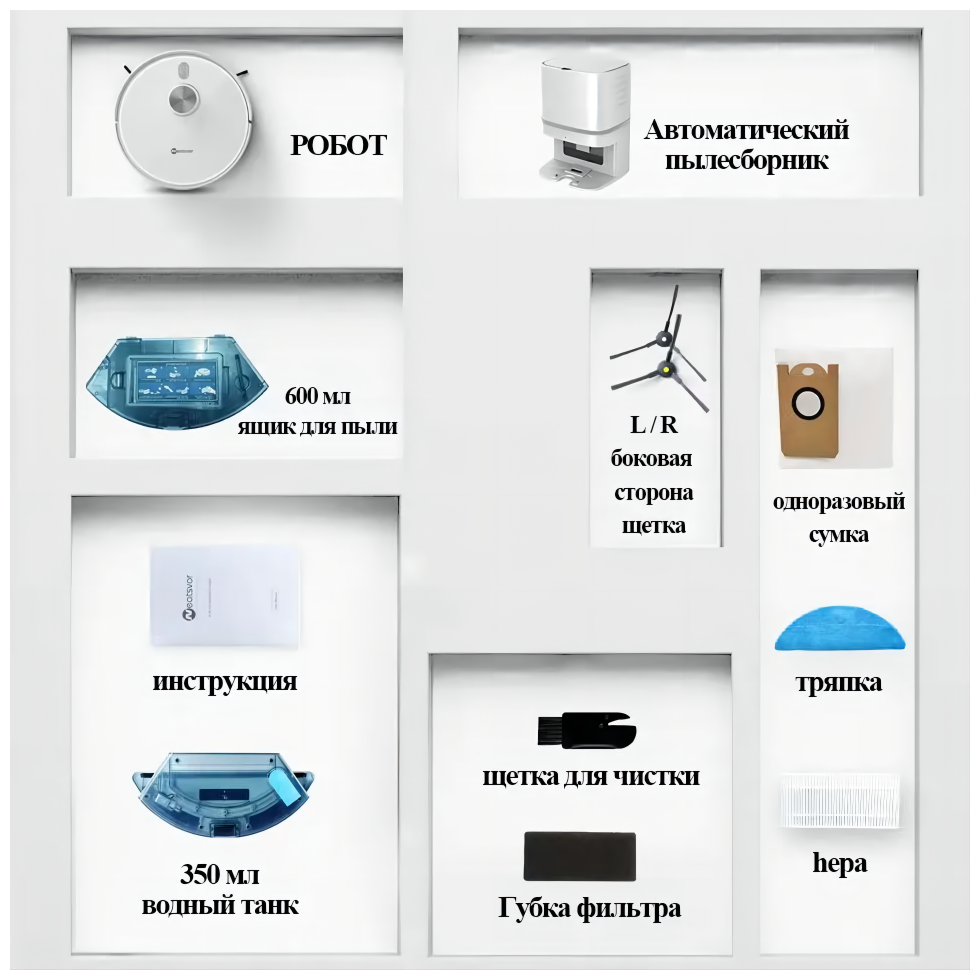 Робот-пылесос NEATSVORS600RU базой самоочистки и лидарной навигацией белый